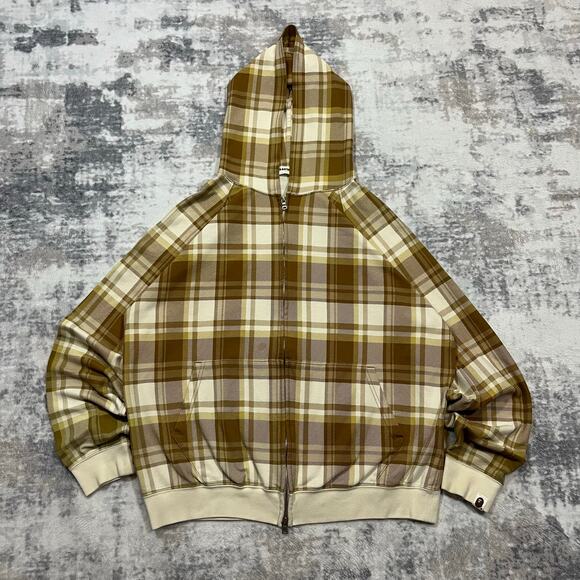 Authentic Bape 2000’s Plaid Tartan Full Zip Hoodie L - Picture 1 of 7